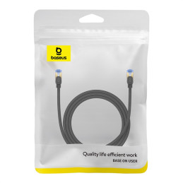 Baseus greitas interneto kabelis RJ45 cat.7 10Gbps 1,5m pintas juodas