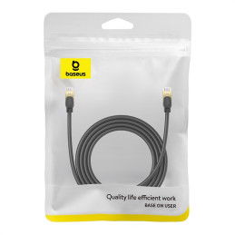 Baseus greitas tinklo kabelis RJ-45 cat.8 40Gbps 2m apvalus - juodas