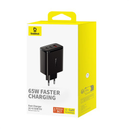 Baseus Cube Pro 65W GaN įkroviklis 2x USB-C USB-A - juodas