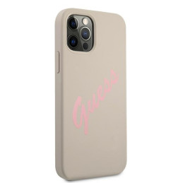Guess Silicone Vintage dėklas, skirtas iPhone 12 / iPhone 12 Pro - pilka ir rožinė