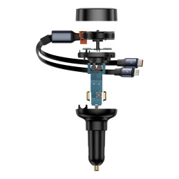 Baseus Enjoyment USB-C automobilinis įkroviklis su USB-C / Lightning 60W laidu - juodas