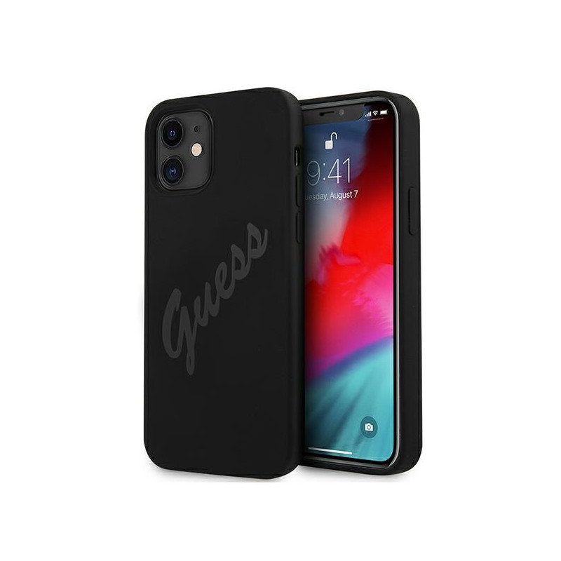 Guess Script Vintage dėklas iPhone 12 mini - juodas