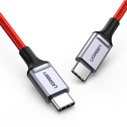 Ugreen US294 USB-C – USB-C 3A 480Mb/ s kabelis 1m – raudonas