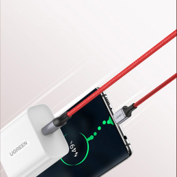 Ugreen US294 USB-C – USB-C 3A 480Mb/ s kabelis 1m – raudonas