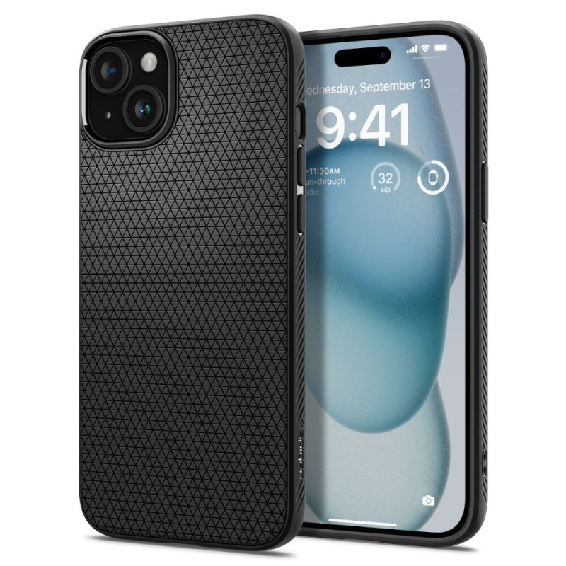 Spigen Liquid Air dėklas, skirtas iPhone 15 - matinė juoda
