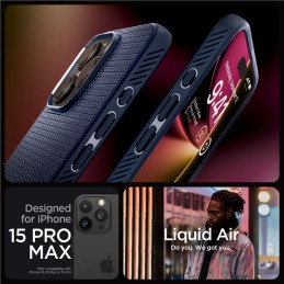 Spigen Liquid Air dėklas, skirtas iPhone 15 Pro Max - mėlynas