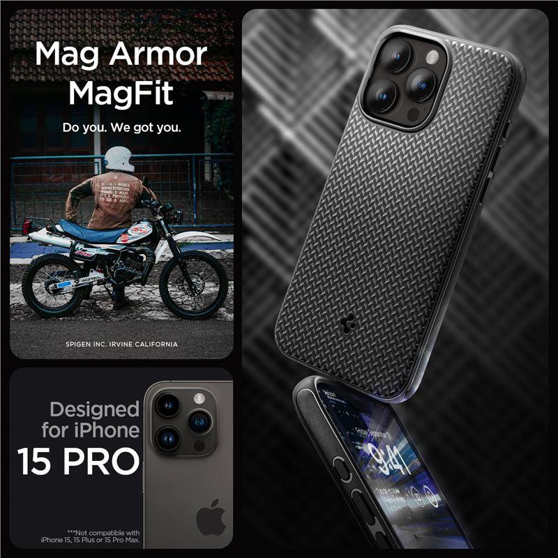 Spigen Mag Armor dėklas su MagSafe iPhone 15 Pro - matinė juoda