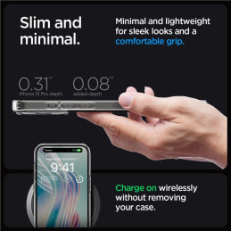 Spigen Crystal Hybrid dėklas iPhone 15 Pro - skaidrus