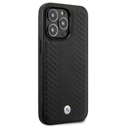 BMW Leather Diamond Pattern dėklas iPhone 14 Pro - juodas