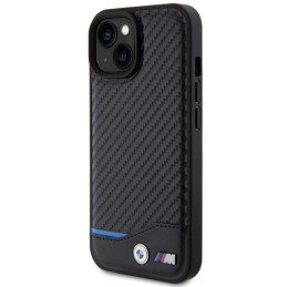 BMW Leather Carbon dėklas iPhone 15 - juodas
