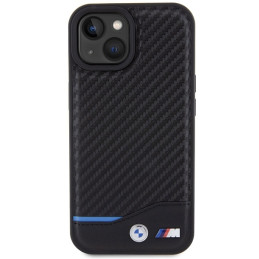 BMW Leather Carbon dėklas iPhone 15 - juodas