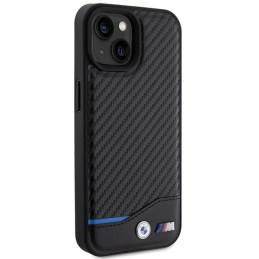 BMW Leather Carbon dėklas iPhone 15 - juodas