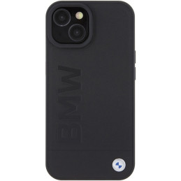 BMW Leather Hot Stamp dėklas iPhone 15 - juodas