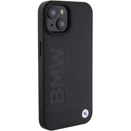 BMW Leather Hot Stamp dėklas iPhone 15 - juodas