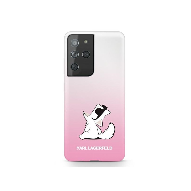 Karl Lagerfeld Choupette Fun dėklas, skirtas Samsung Galaxy S21 Ultra - rožinis
