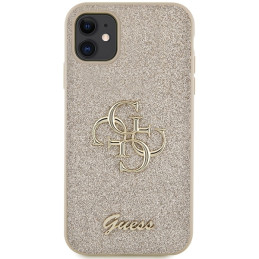 Guess Glitter Script Big 4G dėklas, skirtas iPhone 11 / Xr - auksinis