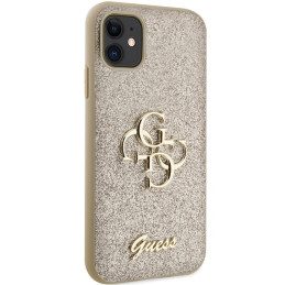 Guess Glitter Script Big 4G dėklas, skirtas iPhone 11 / Xr - auksinis