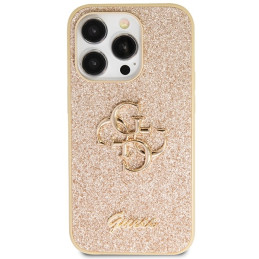 Guess Glitter Script Big 4G dėklas, skirtas iPhone 14 Pro - auksinis