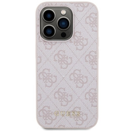 Guess 4G Metal Gold Logo dėklas, skirtas iPhone 15 Pro - rožinis