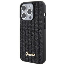 Guess Disco Metal Script dėklas iPhone 15 Pro - juodas