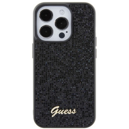 Guess Disco Metal Script dėklas iPhone 15 Pro - juodas