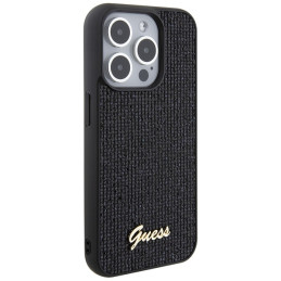 Guess Disco Metal Script dėklas iPhone 15 Pro - juodas