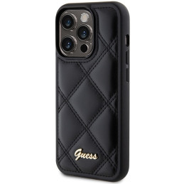 Guess Quilted Metal Logo dėklas, skirtas iPhone 15 Pro - juodas