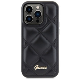 Guess Quilted Metal Logo dėklas, skirtas iPhone 15 Pro - juodas