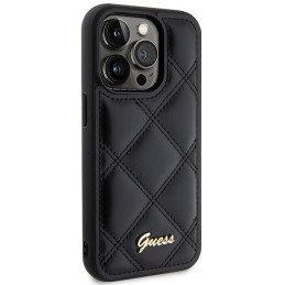 Guess Quilted Metal Logo dėklas, skirtas iPhone 15 Pro - juodas