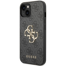 Guess 4G Big Metal Logo dėklas, skirtas iPhone 15 - pilkas
