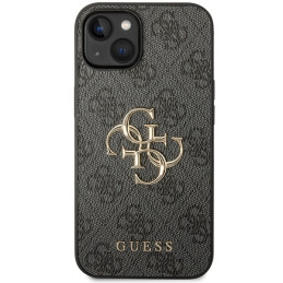 Guess 4G Big Metal Logo dėklas, skirtas iPhone 15 - pilkas
