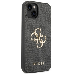Guess 4G Big Metal Logo dėklas, skirtas iPhone 15 - pilkas