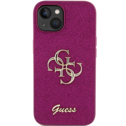 Guess Glitter Script Big 4G dėklas, skirtas iPhone 15 - violetinė