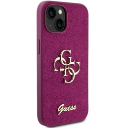 Guess Glitter Script Big 4G dėklas, skirtas iPhone 15 - violetinė