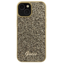 Guess Disco Metal Script dėklas iPhone 15 - auksinis