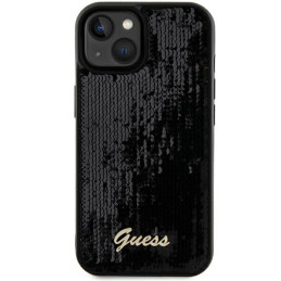 Guess Sequin Script Metalinis dėklas iPhone 15 - juodas