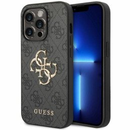 Guess 4G Big Metal Logo dėklas, skirtas iPhone 15 Pro Max - pilkas