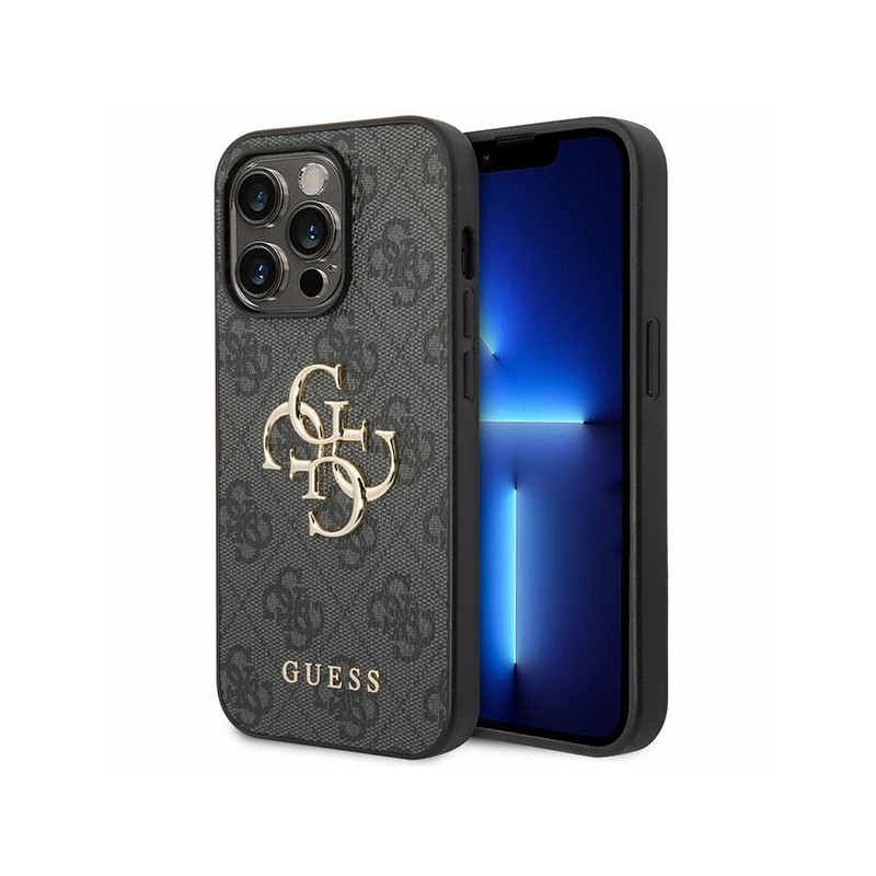 Guess 4G Big Metal Logo dėklas, skirtas iPhone 15 Pro Max - pilkas