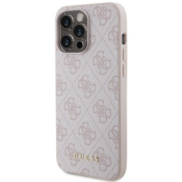 Guess 4G Metal Gold Logo dėklas, skirtas iPhone 15 Pro Max - rožinis