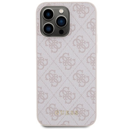 Guess 4G Metal Gold Logo dėklas, skirtas iPhone 15 Pro Max - rožinis