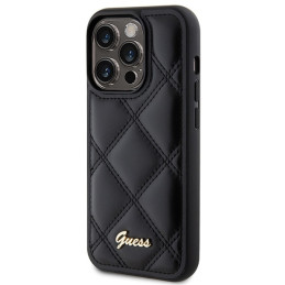 Guess Quilted Metal Logo dėklas, skirtas iPhone 15 Pro Max - juodas