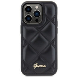 Guess Quilted Metal Logo dėklas, skirtas iPhone 15 Pro Max - juodas