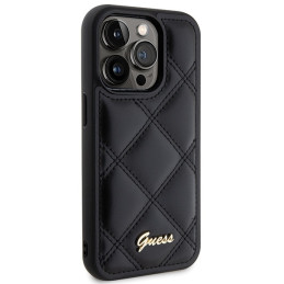 Guess Quilted Metal Logo dėklas, skirtas iPhone 15 Pro Max - juodas