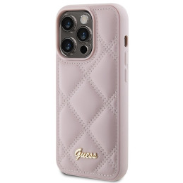 Guess Quilted Metal Logo dėklas, skirtas iPhone 15 Pro Max - rožinis