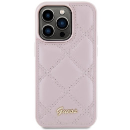 Guess Quilted Metal Logo dėklas, skirtas iPhone 15 Pro Max - rožinis