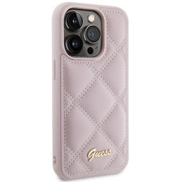 Guess Quilted Metal Logo dėklas, skirtas iPhone 15 Pro Max - rožinis