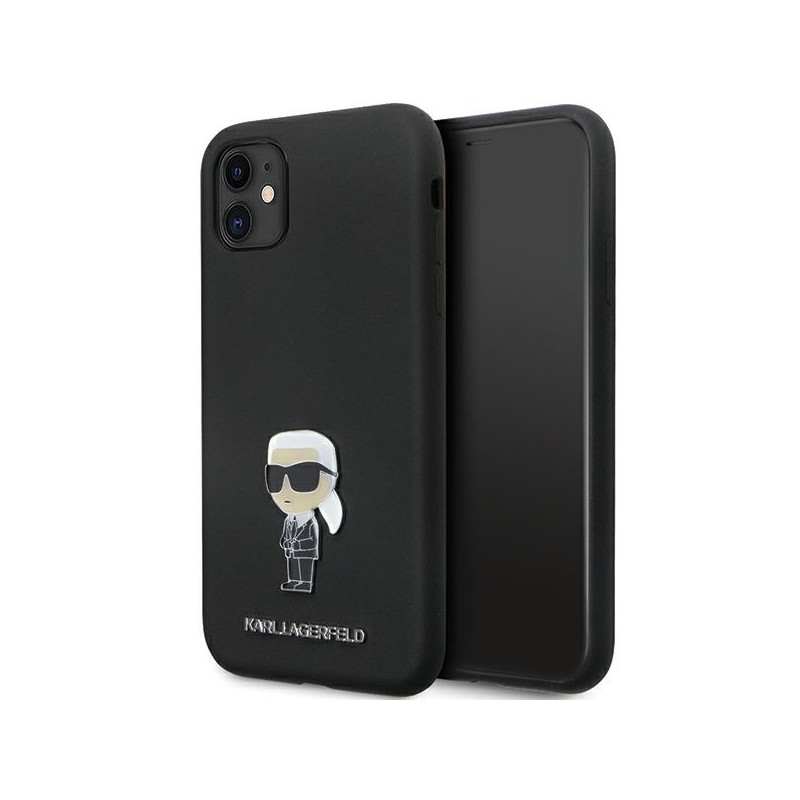 Karl Lagerfeld Silicone Ikonik Metal Pin dėklas iPhone 11 / Xr - juodas
