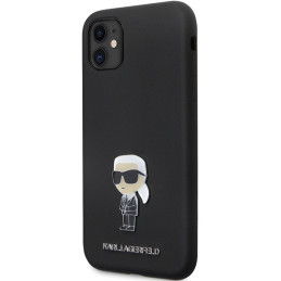 Karl Lagerfeld Silicone Ikonik Metal Pin dėklas iPhone 11 / Xr - juodas
