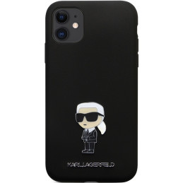 Karl Lagerfeld Silicone Ikonik Metal Pin dėklas iPhone 11 / Xr - juodas