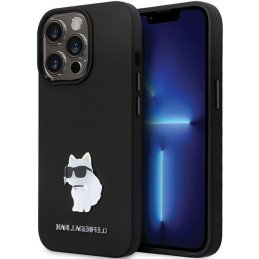 Karl Lagerfeld Silicone Choupette Metal Pin dėklas iPhone 13 Pro Max - juodas